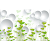  Öntapadó és mosható falfestmény Zöld szívek és fehér körök, 150 x 205 cm