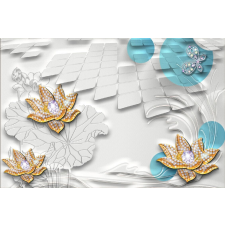  Öntapadó és mosható fali tapéta Tavirózsa pillangóval, 250 x 150 cm tapéta, díszléc és más dekoráció