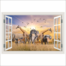  Öntapadó fotótapéta Window Animals of the African savannah, 200 x 135 cm tapéta, díszléc és más dekoráció