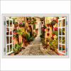  Öntapadós és mosható falfestmény, Ablak utca virágokkal Spellóban, Umbriában, 200 x 135 cm