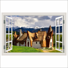  Öntapadós tapéta Agyagvár ablak, tavaszi, hegyi, 250 x 170 cm tapéta, díszléc és más dekoráció