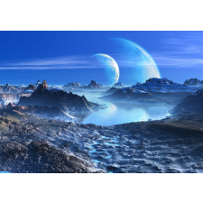  Öntapadós tapéta Bolygók, kék tó, hegyek, 220 x 135 cm tapéta, díszléc és más dekoráció