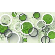  Öntapadós tapéta Fák fehér és fekete körökkel, 200 x 150 cm tapéta, díszléc és más dekoráció