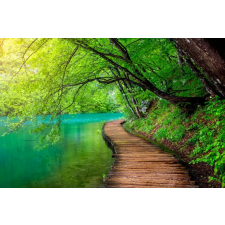  Öntapadós tapéta Fapadló a folyó felett az erdőben, 350 x 250 cm tapéta, díszléc és más dekoráció