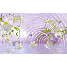  Öntapadós tapéta Fehér liliomok és ívek, 350 x 200 cm tapéta, díszléc és más dekoráció