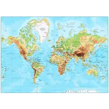  Öntapadós tapéta Fizikai világtérkép, 350 x 200 cm tapéta, díszléc és más dekoráció