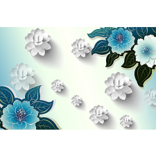  Öntapadós tapéta Kék-fehér virágok, 200 x 150 cm tapéta, díszléc és más dekoráció