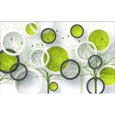  Öntapadós tapéta Madarak, fák, körök, 350 x 250 cm tapéta, díszléc és más dekoráció