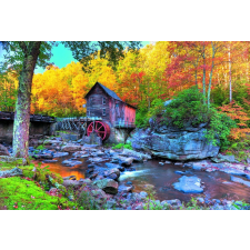  Öntapadós tapéta Ősz az erdőben malommal, 350 x 200 cm tapéta, díszléc és más dekoráció