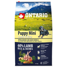 Ontario Puppy Mini Lamb & Rice Kutyatáp, 6 kg kutyaeledel