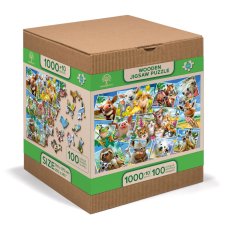ooden Rejtvény figurákkal - Képeslapok állatokkal, 1010 elem puzzle, kirakós