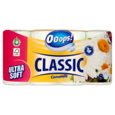 Ooops! Classic Camomile toalettpapír 3 rétegű 8 tekercs higiéniai papíráru