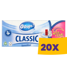 Ooops! Classic papírzsebkendő Sensitive - 3 rétegű, 90db (Karton - 20 csomag) higiéniai papíráru