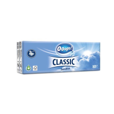 Ooops Papír zsebkendő, 3 rétegű, 10x10 db, OOOPS "Classic", sensitive higiéniai papíráru