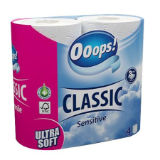 Ooops Toalettpapír, 3 rétegű, 4 tekercses, OOOPS "Classic", sensitive higiéniai papíráru