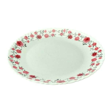  Opál üveg lapostányér 26,8 cm rózsás dekorációval tányér és evőeszköz