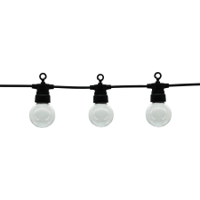 Optonica 20db E27 foglalatos fényfüzér (13méter), fekete, IP65, meleg fehér fényű gömb izzókkal kültéri világítás