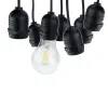 Optonica Kültéri Sorolható Fényfüzér 15db E27 függesztett foglalat fekete 14,4m IP65 5051