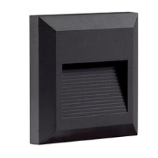 Optonica LED lépcsővilágító - négyzet, fekete (2W) meleg fehér kültéri világítás
