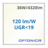 Optonica LED panel (595 x 595mm) 36W - természetes fehér, Backlit, UGR