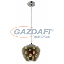 Optonica PD9019 3D üveg függesztett csillár,négyzet mintás,króm - 40W E27 200x165mm világítás