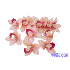  Orchidea gumis művirág fej 9 cm - Rózsaszín Foltos dekorációs kellék