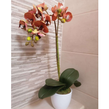  Orchidea Művirág 1 szálas kaspóban 48cm #narancs ajándéktárgy