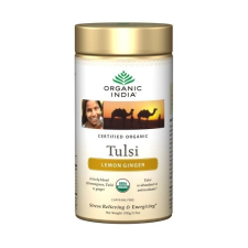 Organic India Tulsi bio gyömbér-citrom szálas tea 100g gyógytea