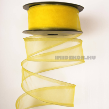 Organza szalag drótos széllel 4 cm x 9,1 m - Citromsárga szalag, masni