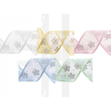  Organza szalag virágos és glitterres - 22,5 méter dekorációs kellék