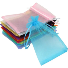  Organza tasak, 7x9 cm, Türkiz (5 db) ajándéktasak