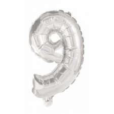 Óriás 9-es szám Silver Fólia lufi 85 cm party kellék