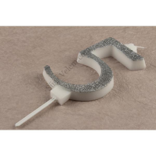  Óriás ezüst csillámos 5 számgyertya party kellék