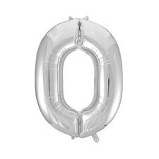  Óriás szám fólia lufi - 0 – Ezüst party kellék