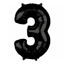  Óriás szám fólia lufi – 3 - Fekete party kellék