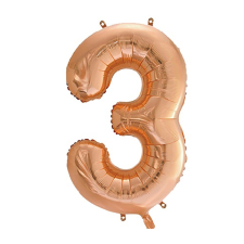 Óriás szám fólia lufi - 3 – Rose Gold party kellék