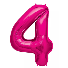 Óriás szám fólia lufi – 4 – Rózsaszín - Pink party kellék