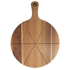 Orion pizza vágódeszka, akácfa nyél, 32 cm átm. konyhai eszköz