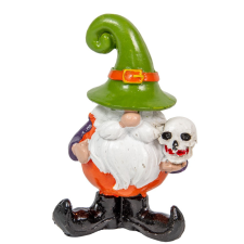 Orrszakáll manó halloween kopotyával poly M12cm dekorációs kellék