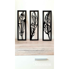 OrsiDekor 3 részes geometrikus tollak falikép fából grafika, keretezett kép