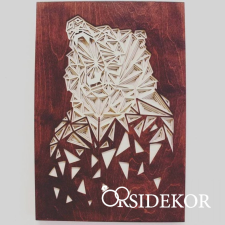 OrsiDekor 3D medve falikép fából grafika, keretezett kép
