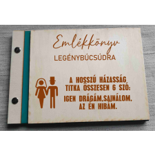 OrsiDekor Legénybúcsú emlékkönyv, gravírozott fa borítású dekorációs kellék