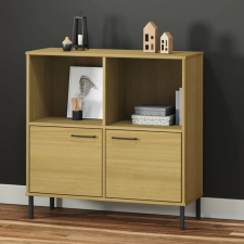  OSLO barna tömör fa könyvszekrény fém lábakkal 90x35x90,5 cm bútor