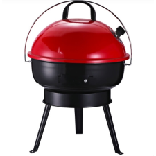 Osoam Grillsütő felnyitható fedeles gömbgrill hordozható faszenes BBQ piros-fekete grillsütő
