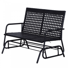 Osoam Kerti pad kültéri bútor polirattan ülőke 120x76x90 cm hintapad fekete kerti bútor