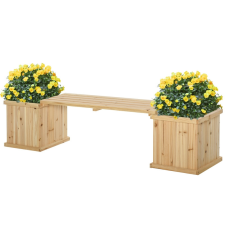 Osoam Kerti pad virágtartó ládával 176x38x40 cm natúr fa kerti bútor, kültéri ülőbútor kerti dekoráció