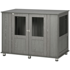 Osoam Kutya kennel 116x60x87 cm kutyaketrec 2 ajtóval kutyabox, zárható szürke szállítóbox, fekhely kutyáknak