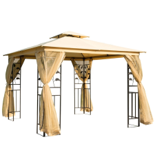 Osoam Luxus pavilon kerti sátor 300x300x280 cm bézs-fekete partisátor díszes oszlopokkal rendezvénysátor kerti bútor