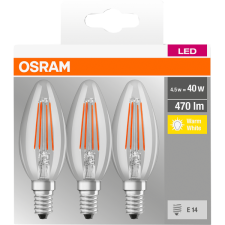 Osram LED FÉNYFORRÁS BASE GYERTYA E14 4W 2700K FILAMENT 3DB izzó