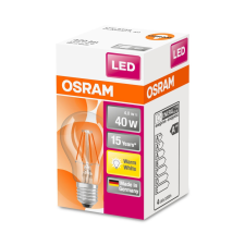  OSRAM Star LED körte, átlátszó üveg búra, 4W 470lm 2700K E27, átlagos élettartam: 15000 óra, fényszín: meleg fehér LED ST CL A 40 FIL 4W 2700K E27 ( 4058075112216 ) izzó